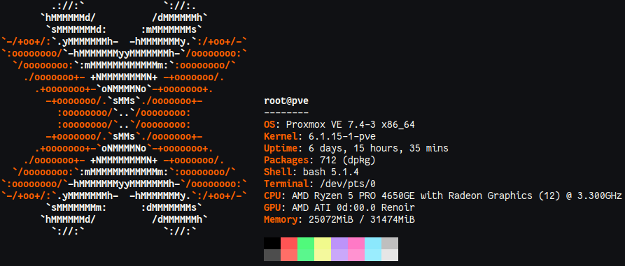 Neofetch: Proxmox Server